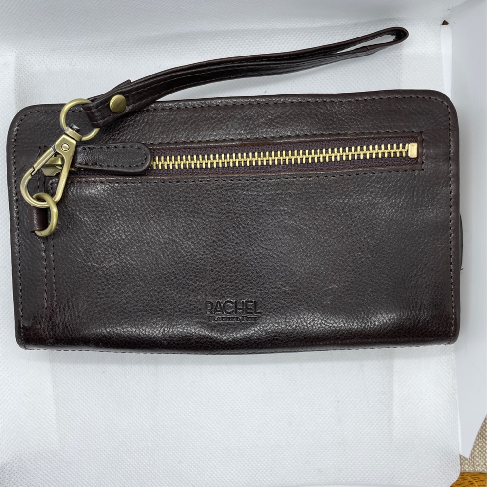 Rachel Roy Leather Wallet/Wristlet with Removable Strap. Dark Brown